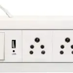 CoolingCentre BAHUL Power strip Electric Extension Board - 5A + 5A + 1 USB Socket with Master Switch and Heavy Duty 4 Meter Wire 2 Socket Extension Boards  (White, 4 m, With USB Port)