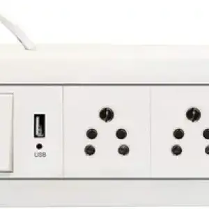 CoolingCentre BAHUL Power strip Electric Extension Board - 5A + 5A + 1 USB Socket with Master Switch and Heavy Duty 4 Meter Wire 2 Socket Extension Boards  (White, 4 m, With USB Port)
