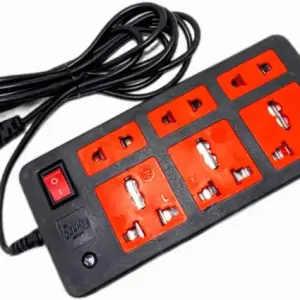 Sanhan ELECTRIC BOARD EXTENSION CORD POWER STRIP SURGE PROTECTOR MULTI PLUG 6 sockets with 3m wire 6 Socket Extension Boards  (Black, Red, 3 m)